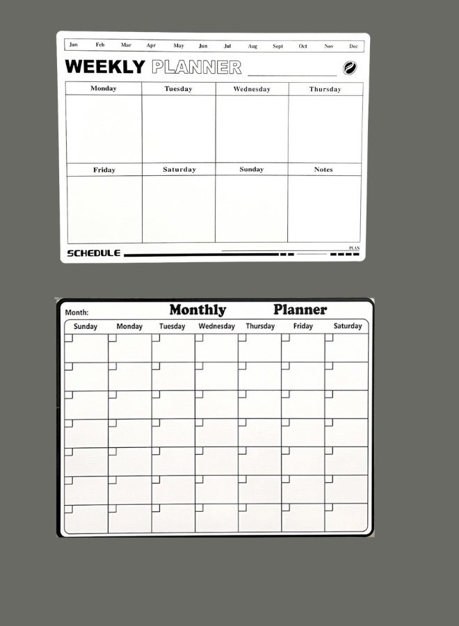 مجموعة مخططات قابلة للمسح بالطاقة المغناطيسية - تقويم شهري/أسبوعي، قائمة المهام، تذكيرات، رسومات تزيين، مغناطيس ثلاجة قابل لإعادة الاستخدام للاستخدام في المنزل/المطبخ، لوحة الرسائل، دفتر الملاحظات، مع قلمين قابلين للمسح - Image 1